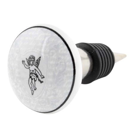 Black Flying Man Ceramic Flat Wine Bottle Stopper
